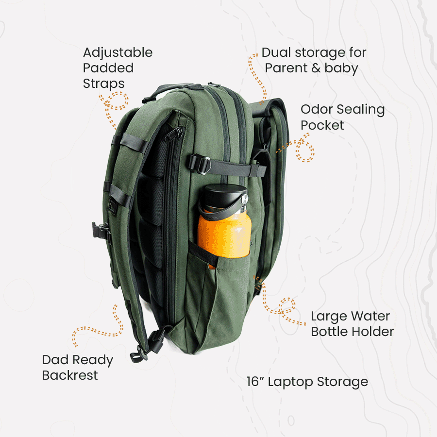 Premium Milk & Whiskey Themed Adventure Diaper Bag - Stylish & Functional Baby Essentials for Travel, Hiking & Outdoor Activities