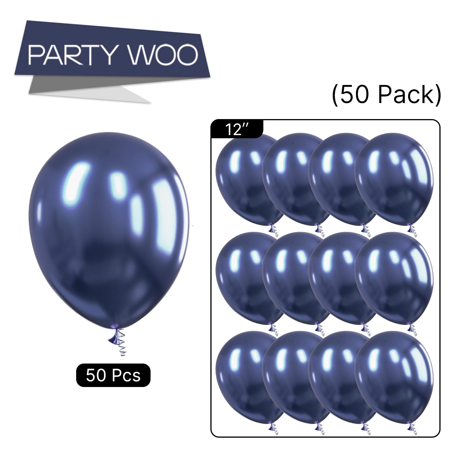 50 Pack 12 Inch Metallic Navy Blue Balloons for Party Decor - Balloon Garland & Arch Kit for Birthday, Wedding, Baby Shower, Graduation | Premium Latex Balloons for Indoor & Outdoor Celebrations