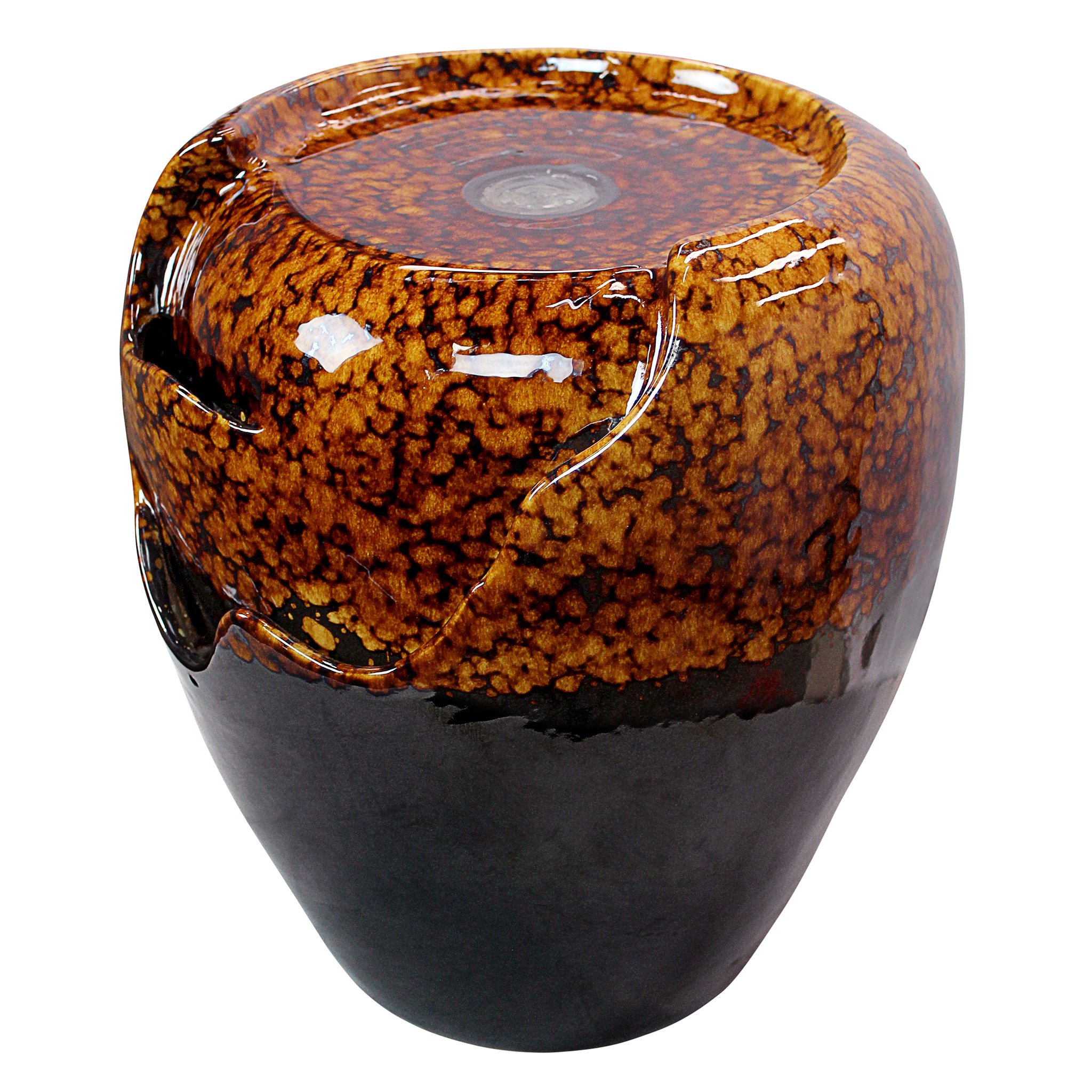 Design Toscano SS12360 Burnt Umbra Ceramic Jar Tabletop Fountain - Indoor & Outdoor Water Feature for Garden, Patio, or Home Decor - Black and Brown