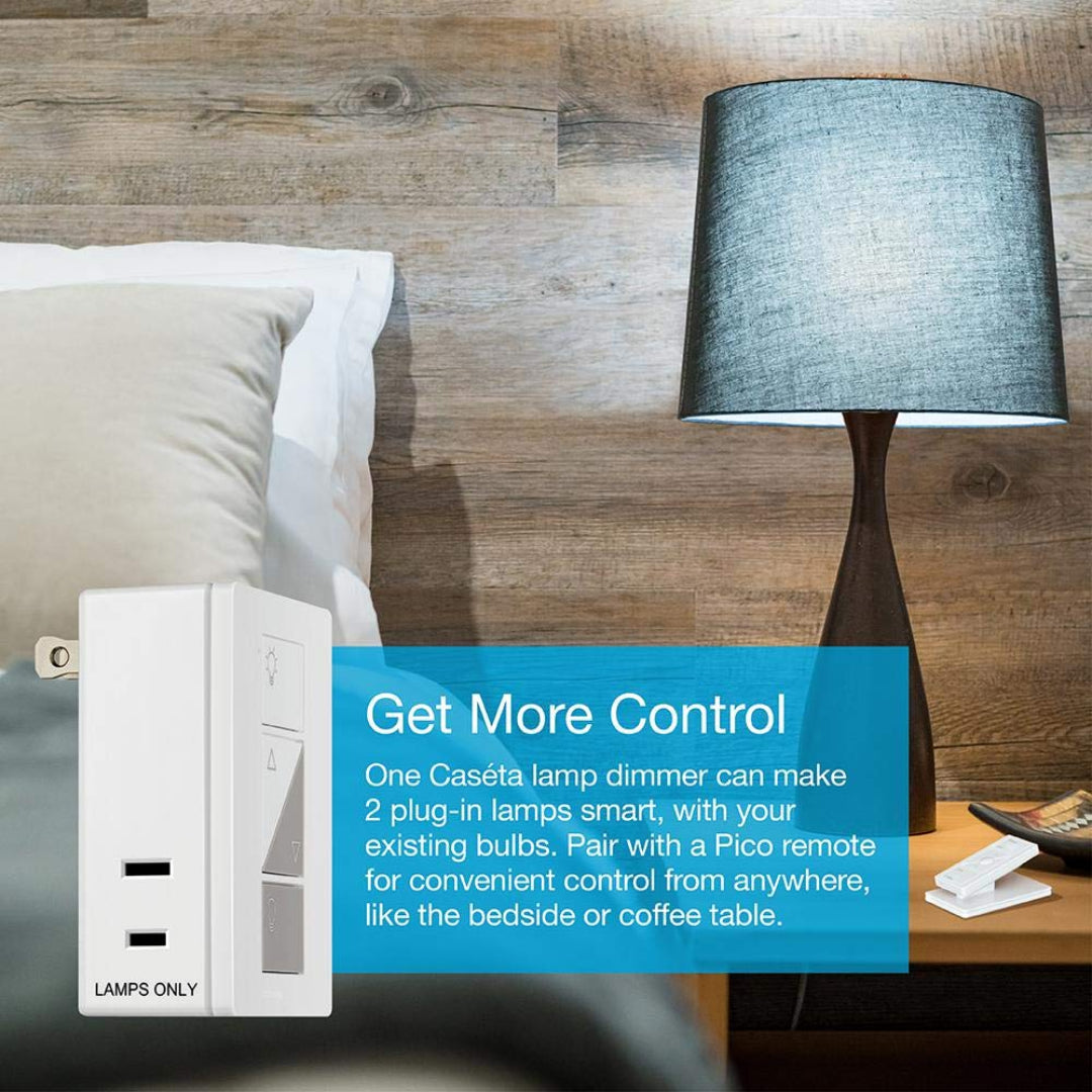 Lutron Caseta Smart Lighting Lamp Dimmer Switch | PD-3PCL-WH | White | Perfect for Bedroom, Living Room & Home Automation