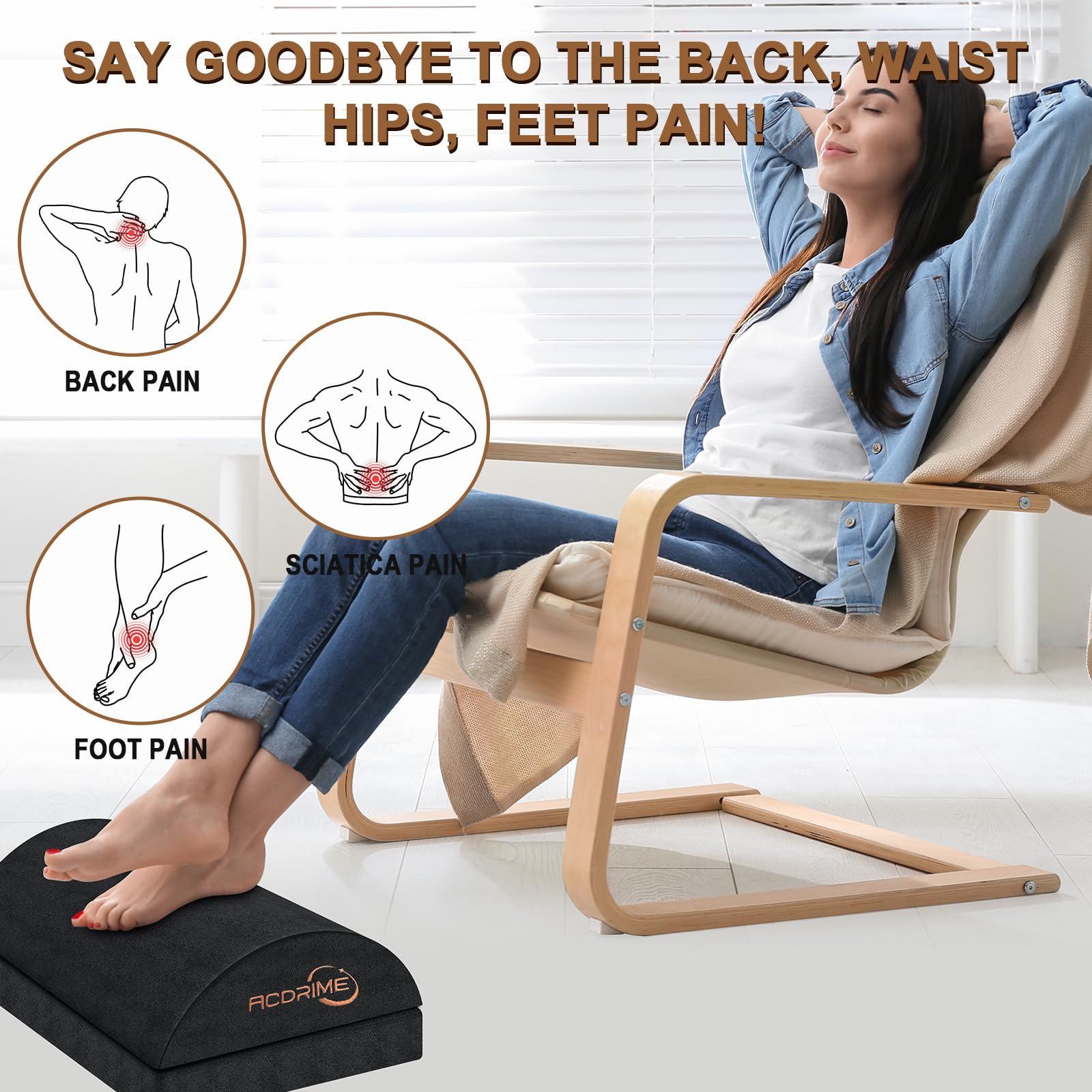 Adjustable Ergonomic Foot Rest for Office Desk - Pain Relief & Comfort