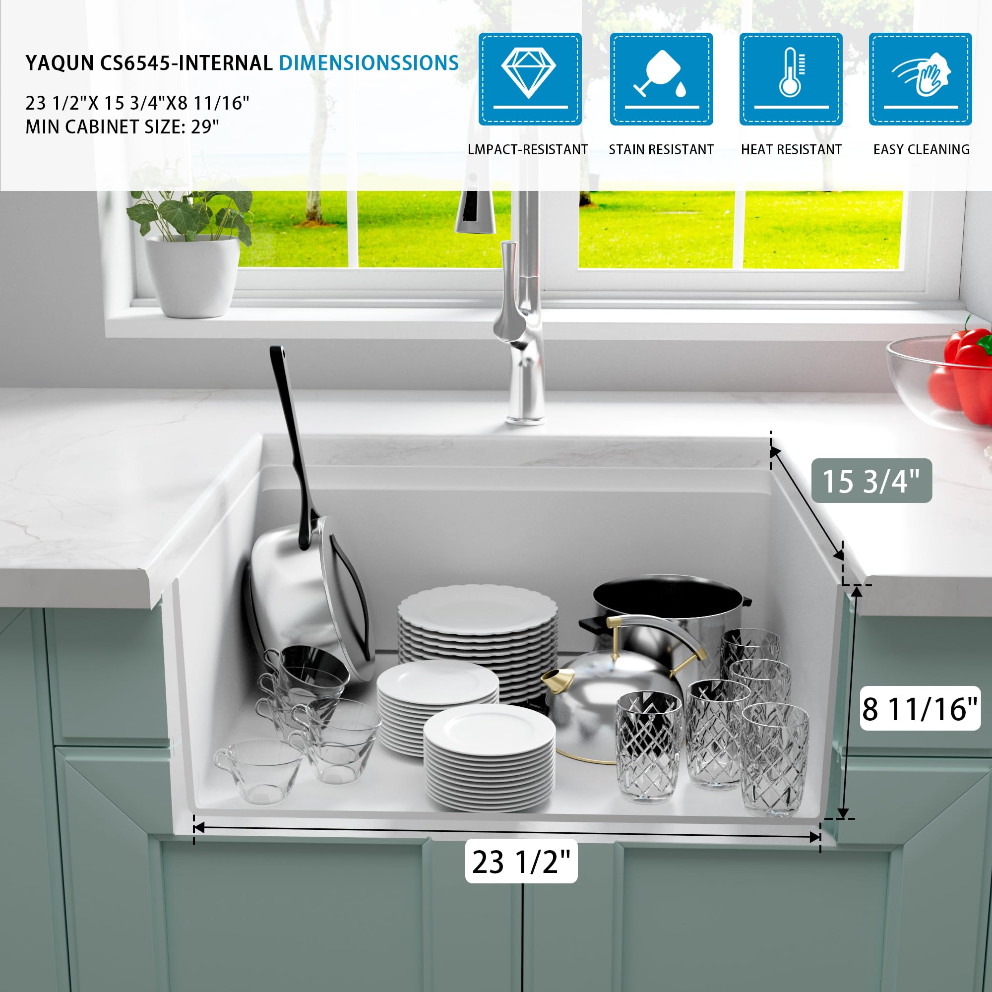 25-Inch Black Undermount Kitchen Sink - Large Deep Quartz Composite Single Bowl Workstation with Accessories - Perfect for Utility, Laundry & Heavy-Duty Cooking - Durable & Stylish (25.59