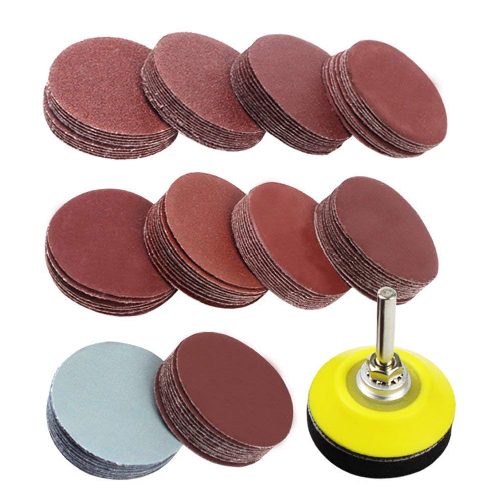 2 Inch 100PCS Sanding Discs Pad Kit with 1/4 Inch Shank - 80 to 3000 Grit Sandpaper for Drill, Grinder & Rotary Tools - Perfect for Woodworking, Metal Polishing & DIY Projects