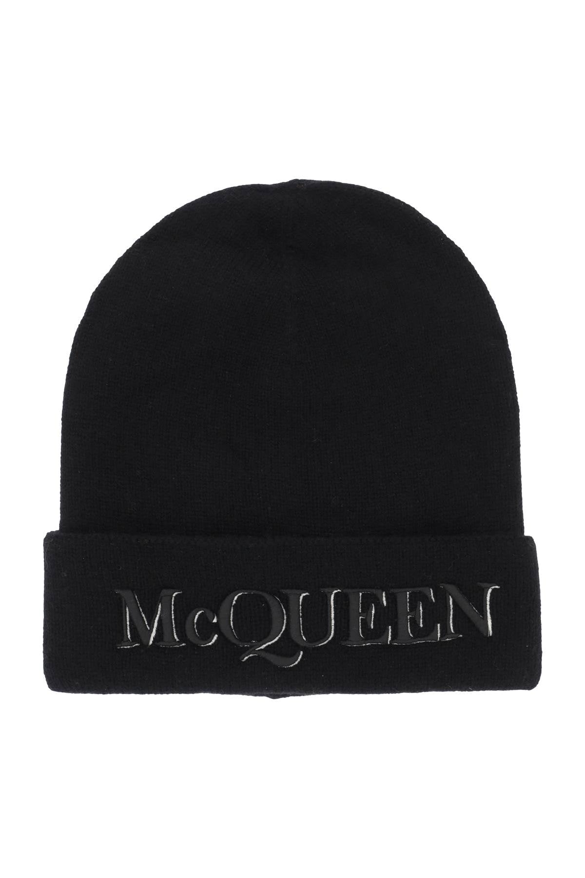 Alexander McQueen Cashmere Beanie with Logo Embroidery - Luxury Winter Hat for Men & Women - Perfect for Skiing, Travel & Cold Weather Fashion