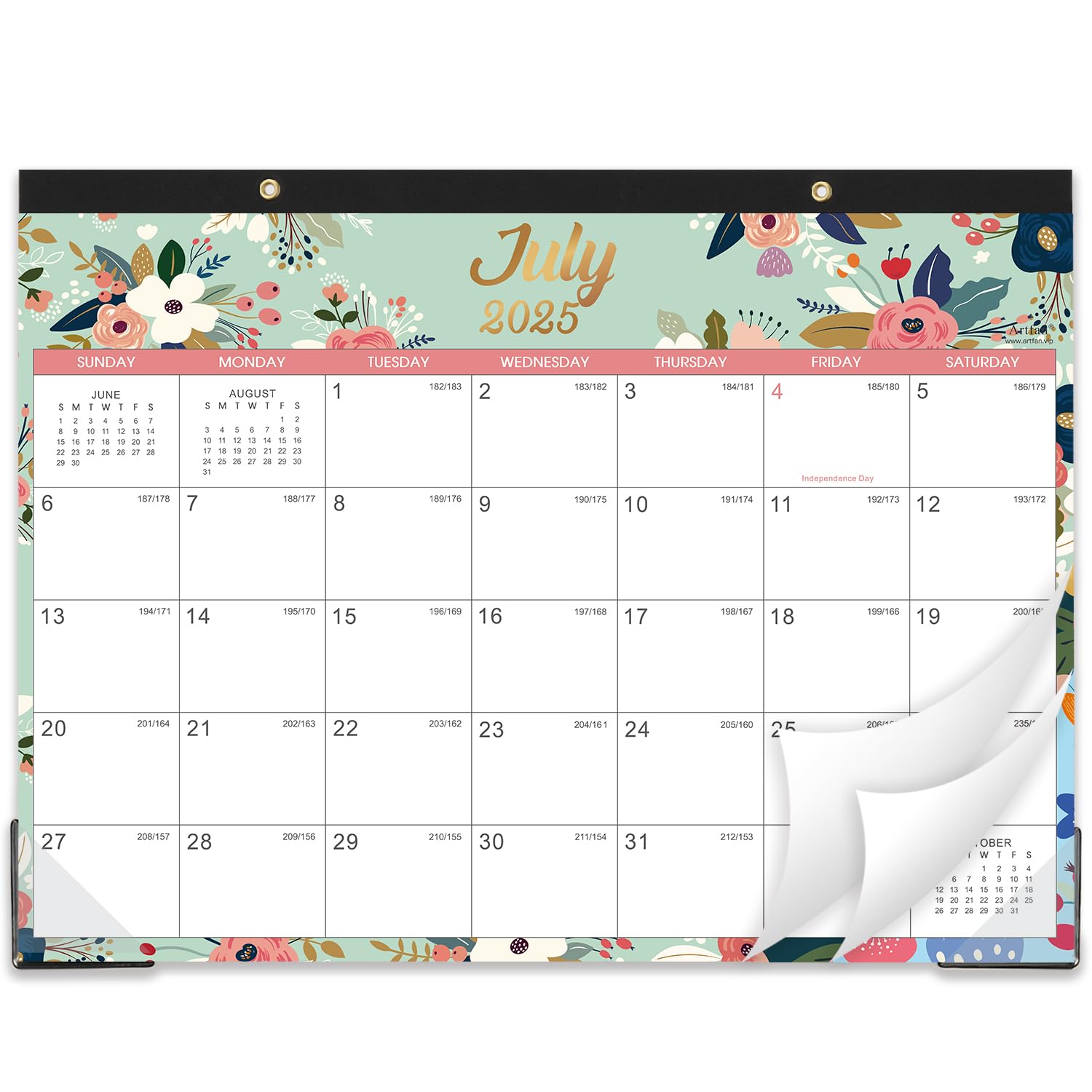 2025-2026 Floral Desk & Wall Calendar - July 2025 to December 2026 | 18-Month Large 12