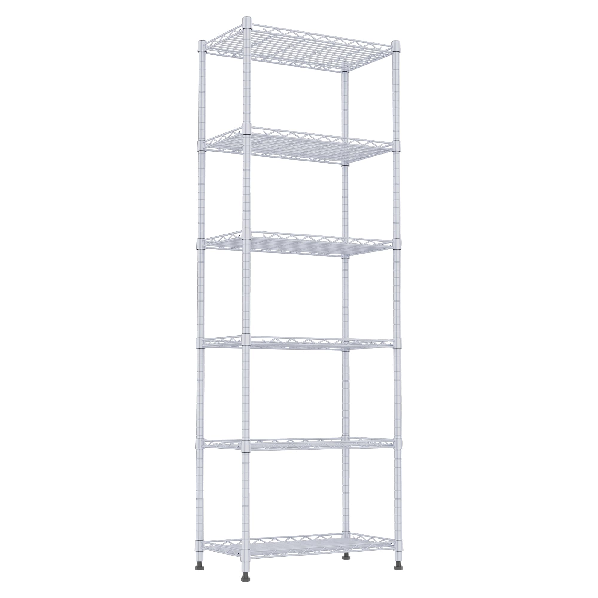 REGILLER 6-Tier Adjustable Steel Wire Shelving Unit - Heavy Duty Storage Rack for Laundry, Bathroom, Kitchen, Pantry & Closet Organization (Silver, 11.7