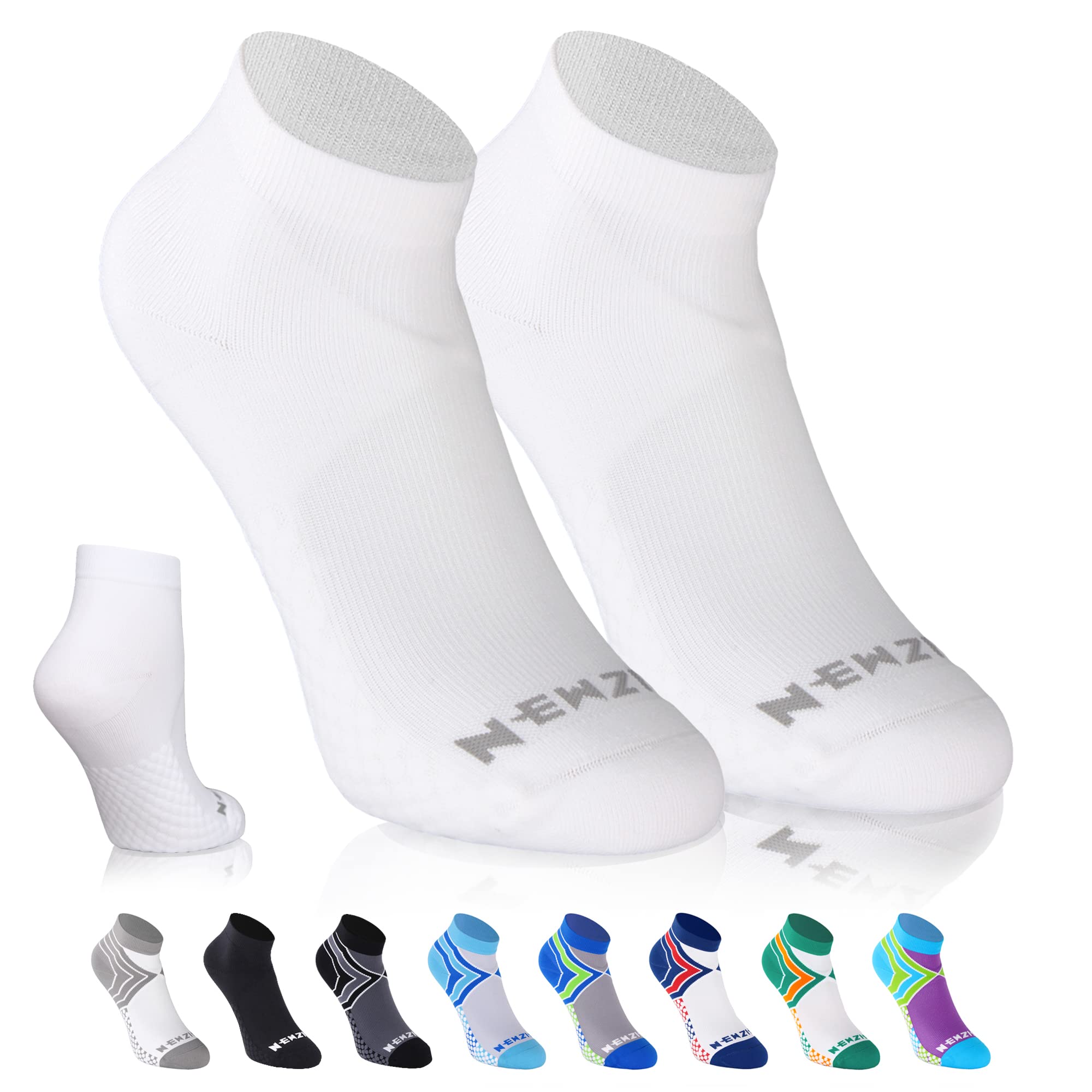 NEWZILL Ankle Compression Socks for Men & Women - Breathable Running Socks with Arch Support & Cushioning - Ideal for Marathon, Workout & Recovery