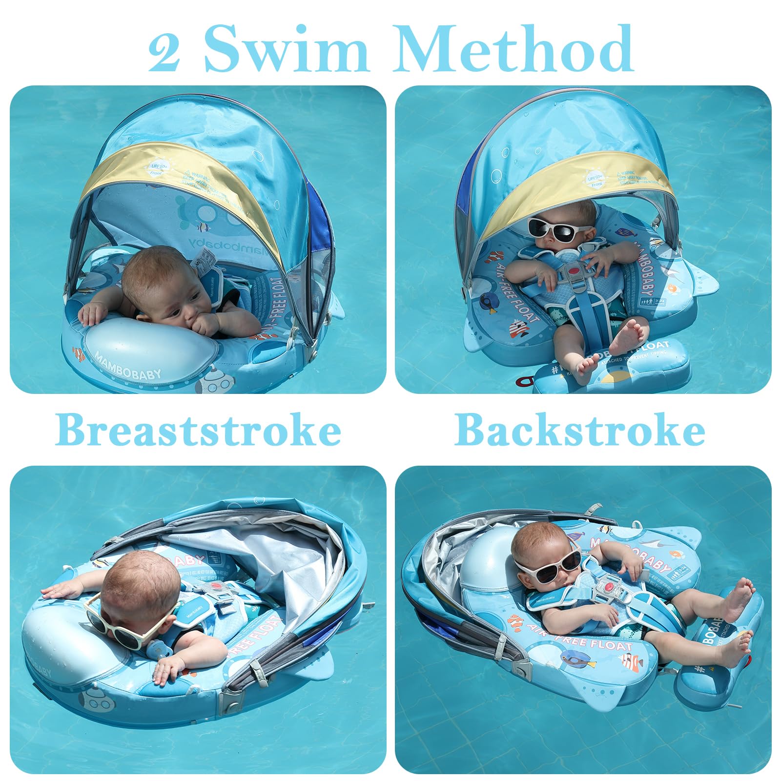 **2025 New Mambobaby Baby Float with Canopy – Non-Inflatable Infant Pool Float for 3-24 Months – Skin-Friendly Toddler Swim Ring for Boys & Girls – Submarine Style – Perfect for Beach, Pool & Summer Water Play**