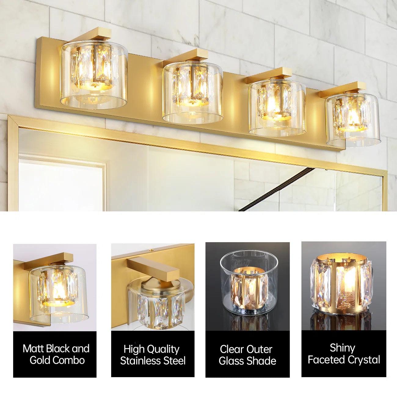 Kolt Modern 4-Light Bathroom Vanity Light Fixture - Brushed Nickel Finish for Bathroom Mirror Lighting, Perfect for Modern Home Decor and Vanity Makeup Area