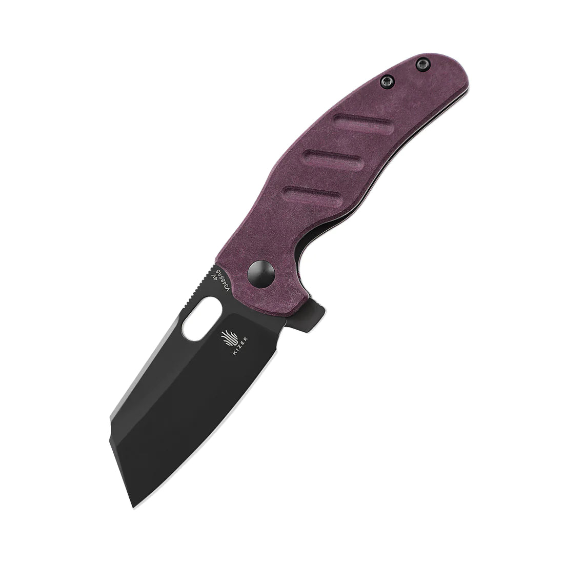 Kizer V3488A5 Vanguard Mini Sheepdog Folding Knife - Black Stonewash Blade & Red Richlite Handles - EDC Pocket Knife for Camping, Hiking, and Outdoor Adventures