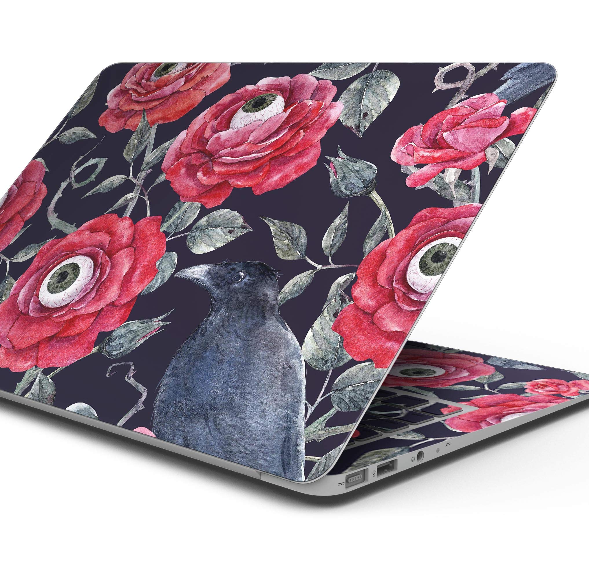 Abstract Roses with Eyes Full-Body Decal Skin for MacBook Air 11'' (A1465/A1370) | Scratch-Resistant Protective Wrap | Perfect for Work, School & Travel