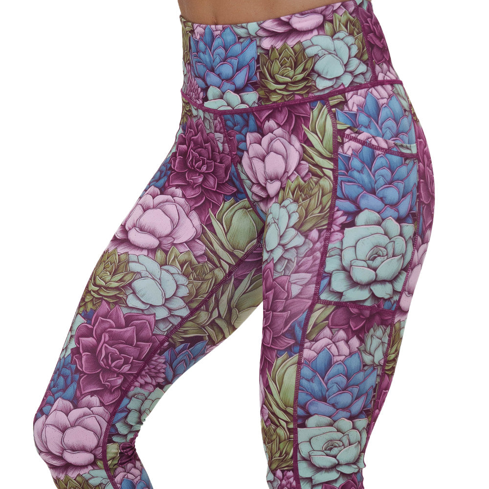 Succa For Plants Leggings - Women's Floral Yoga Pants for Workouts, Lounge & Casual Wear | Perfect for Gym, Running, Travel & Everyday Comfort