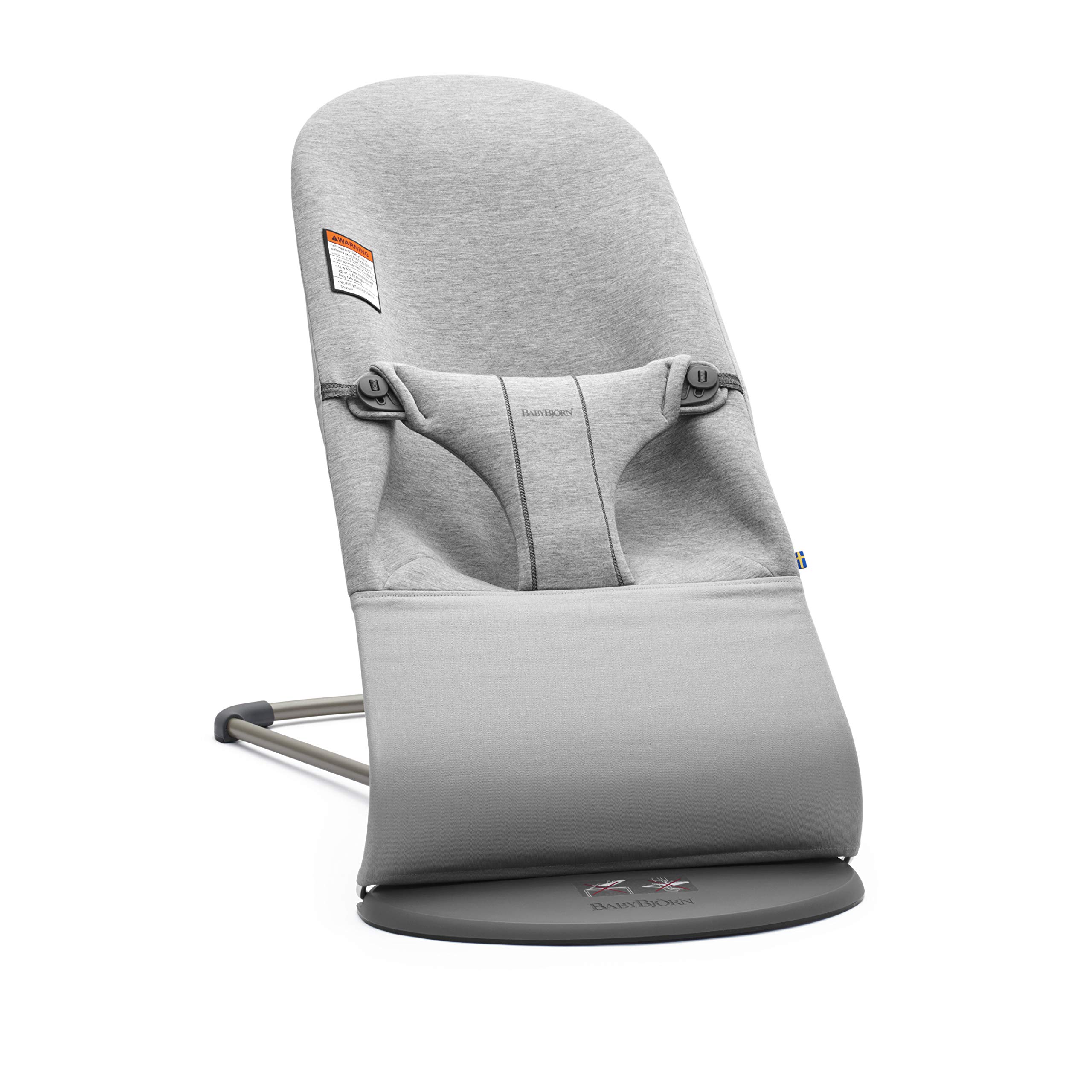 BabyBjörn Bouncer Bliss - Adjustable Baby Bouncer & Toddler Chair (8-29 lbs) | 4-Position Lightweight Infant Seat with 3D Jersey Fabric | Perfect for Nursery, Living Room & Travel | Light Gray