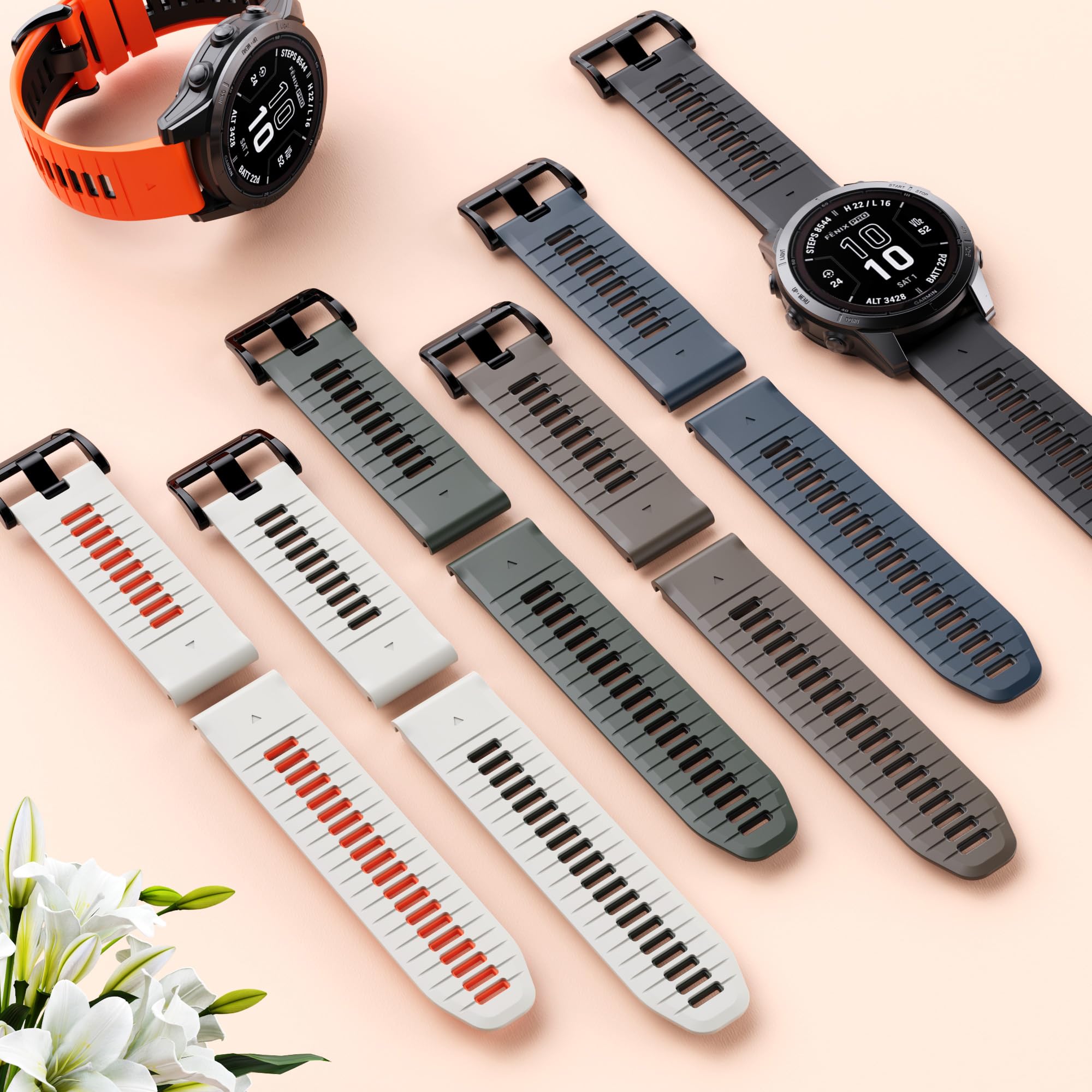ANCOOL 20mm Silicone Replacement Watch Band Compatible with Garmin Fenix 5S/5S Plus/6S/6S Pro/7S/Instinct 2S - Durable Sport Wrist Strap for Running, Hiking & Outdoor Activities