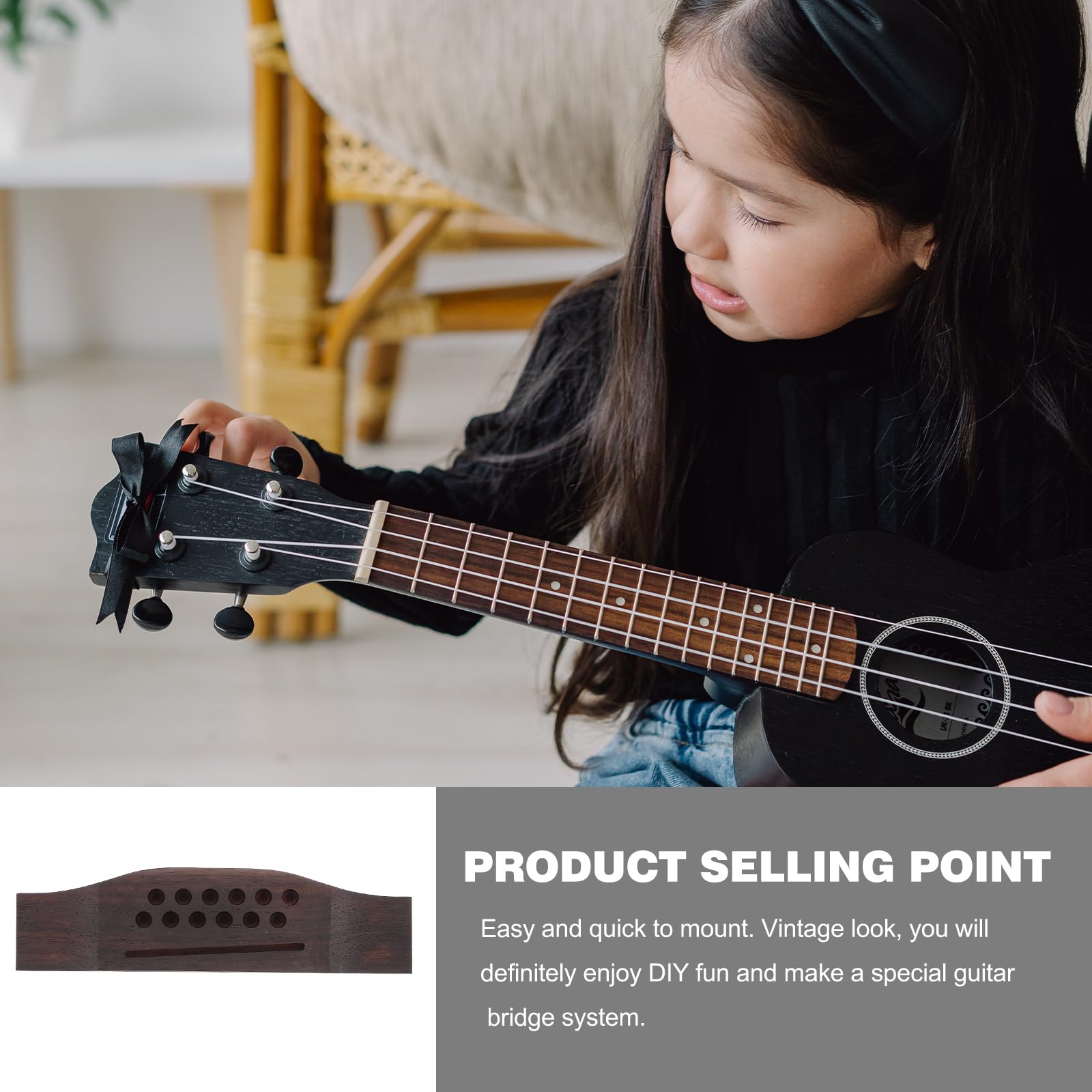 Healifty 12-String Guitar Bridge Tailpiece with Rosewood Saddle - Replacement Part for Folk Acoustic Guitars | Perfect for Guitar Repair & Maintenance