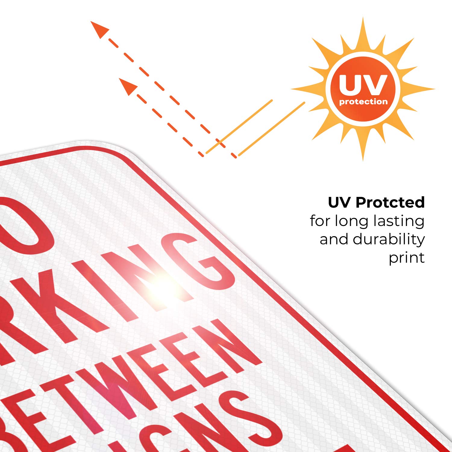 No Parking Between Signs with Left Arrow - 12x18 Inches, 3M EGP Reflective .063 Aluminum, Fade Resistant - Easy Mounting for Indoor/Outdoor Use - Made in USA - Perfect for Parking Lots, Driveways & Restricted Areas