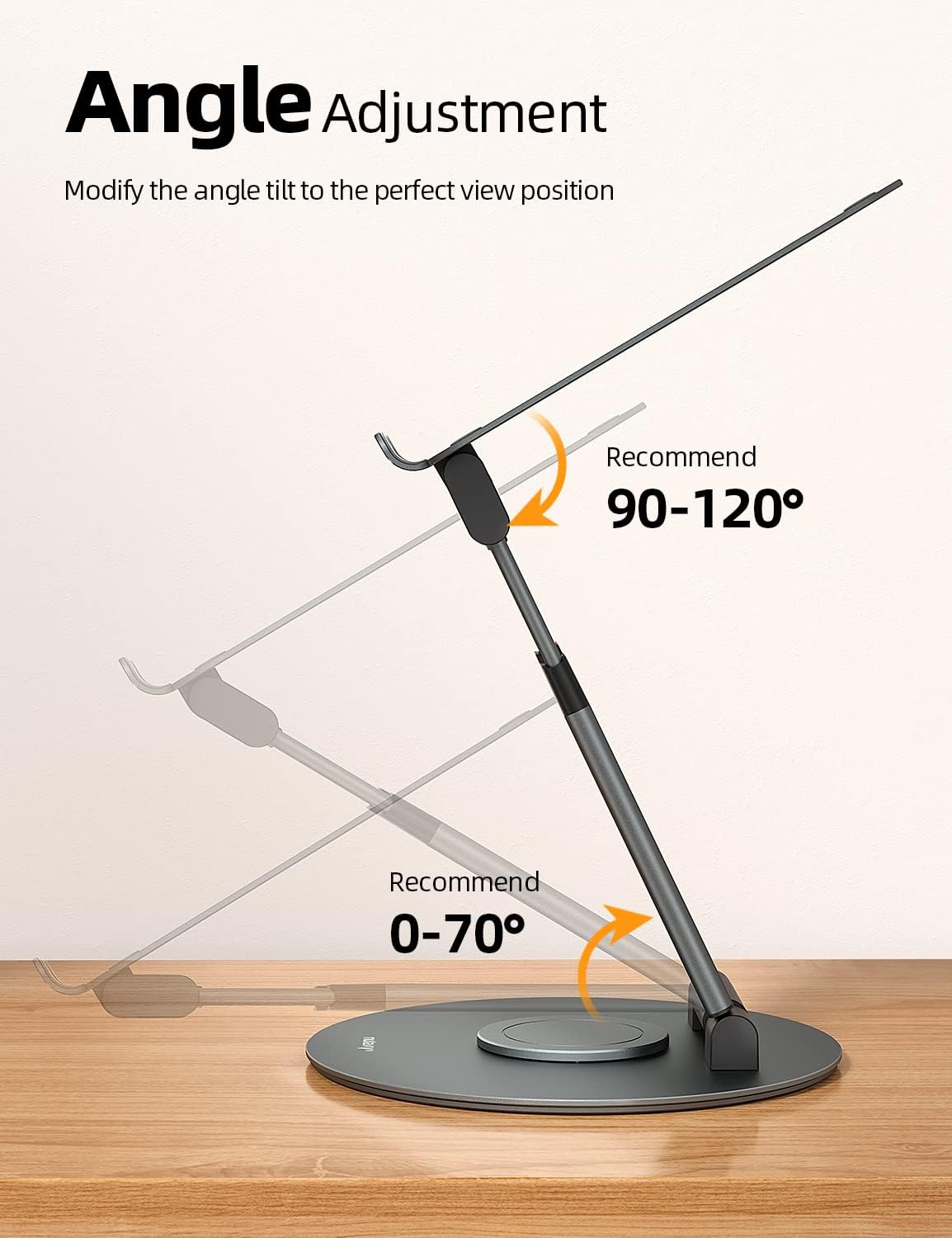 Nulaxy Adjustable Laptop Stand for Desk - 360° Rotating & Telescopic Ergonomic Riser with Swivel Base, Fits 10-17 Inch Laptops (MacBook, Dell, HP) - Perfect for Home Office, Gaming & Workstation Setup (Gray)