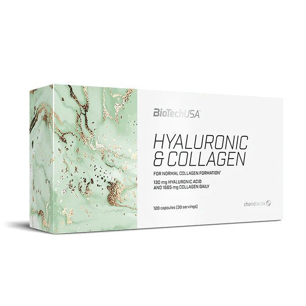 BioTechUSA Hyaluronic Acid & Collagen Supplement - 120 Capsules for Joint Health, Skin Hydration & Anti-Aging | Supports Mobility & Youthful Appearance