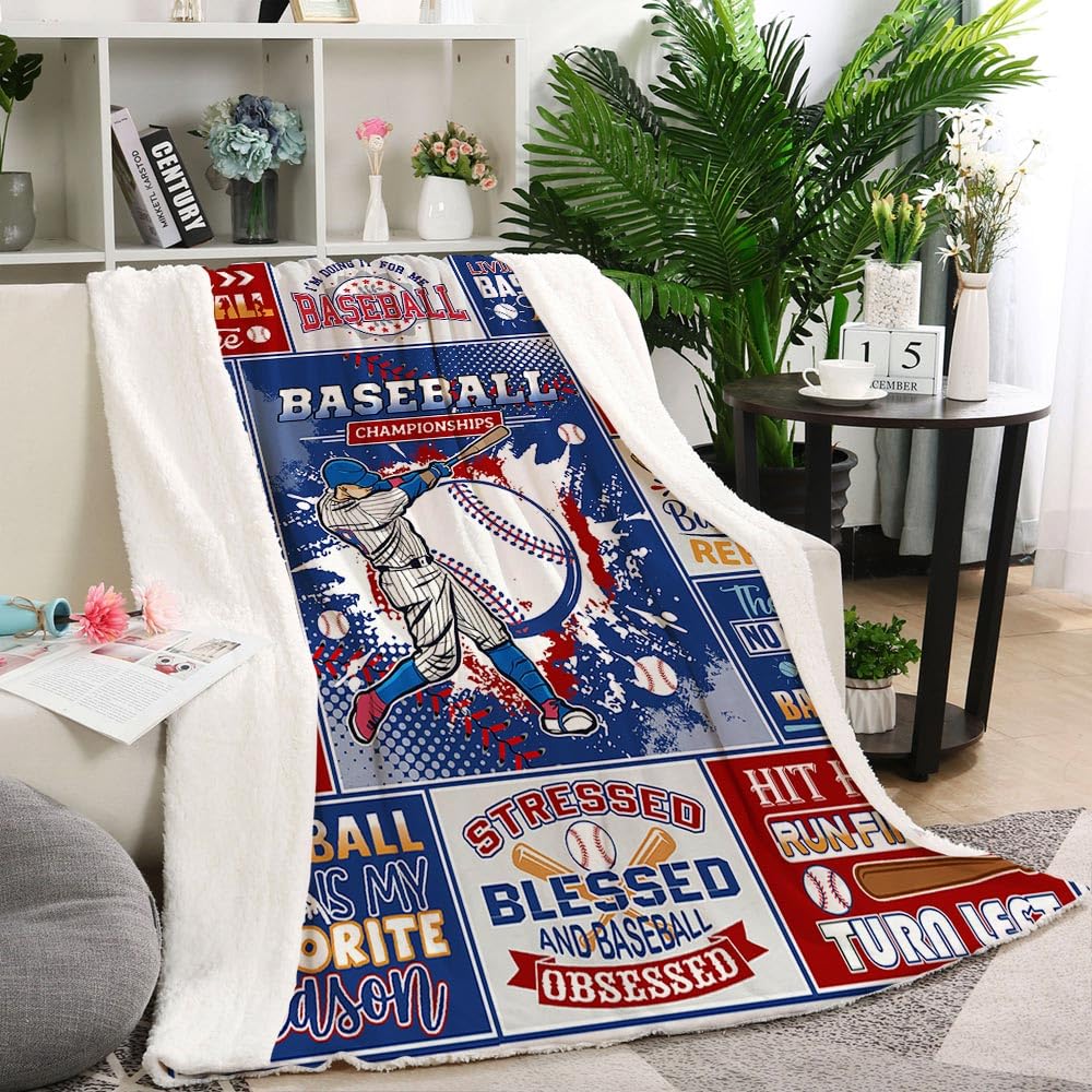 Peakman Baseball Blanket - Soft & Cozy Sports Blanket for Outdoor Games, Picnics, and Camping - Perfect for Baseball Fans, Stadium Use, and Home Decor