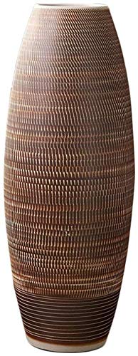 Large Brown Porcelain Floor Vase - Elegant Home Decor for Living Room, Office | Perfect for Flower Arrangements, Dried Flowers & Modern Interior Design