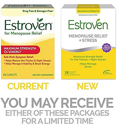 Estroven Maximum Strength + Energy - Daily Menopause Relief Supplement with Natural Ingredients - 120 Caplets (2 x 60 Count) for Hot Flash Relief & Energy Boost - Perfect for Busy Women & Active Lifestyles
