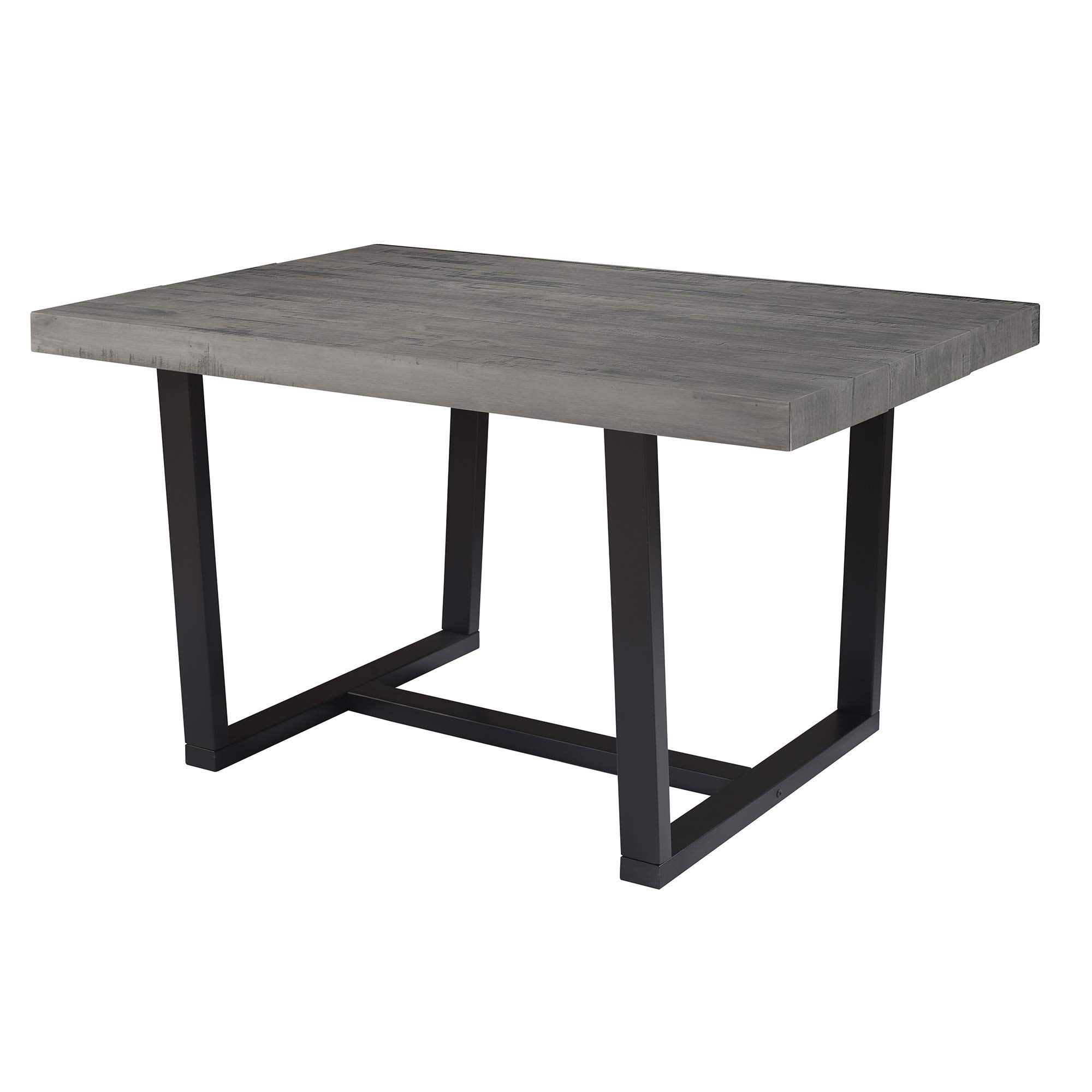 Walker Edison Andre Modern Solid Wood Dining Table, 52 Inch, Grey - Perfect for Kitchen, Dining Room, and Small Space Homes