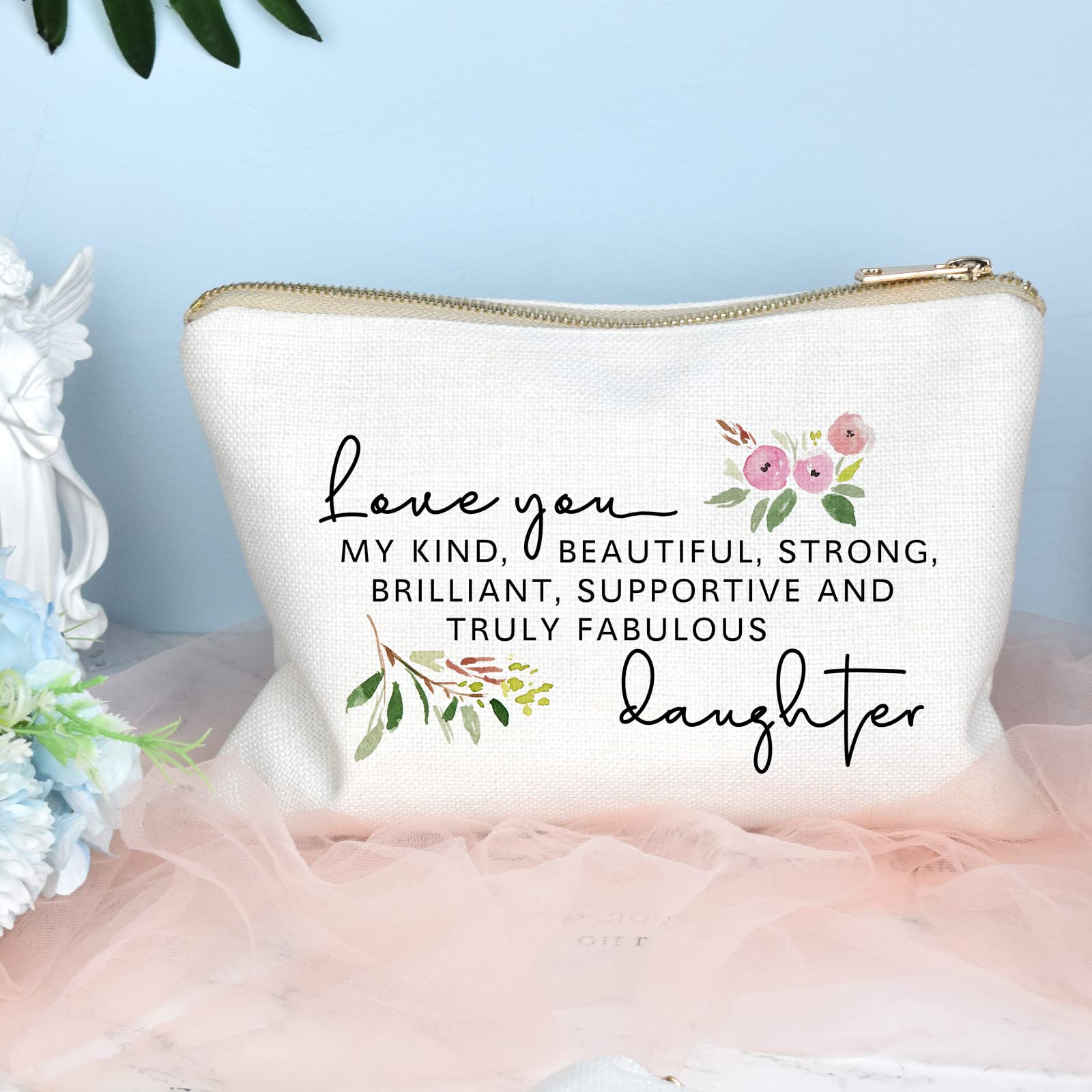 **Floral Cosmetic Bag for Women - Inspirational Birthday & Graduation Gift for Daughter, Daughter-in-Law - Perfect Makeup Pouch for Travel, Work & Daily Use**