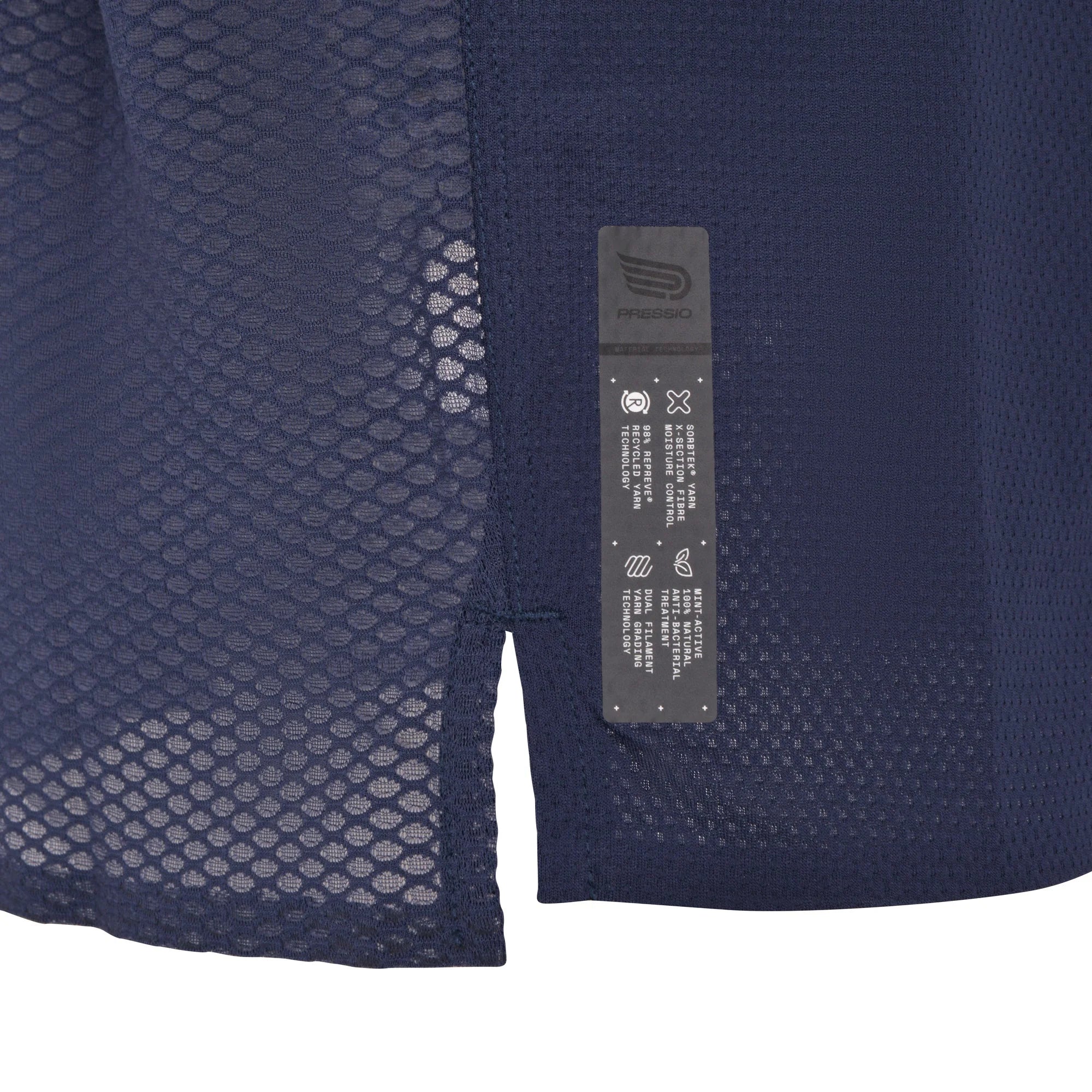 Pressio Men's Running Shirt - Lightweight Moisture Wicking Performance Top for Jogging & Workouts - Navy/Silver Athletic Tee for Gym, Marathon & Outdoor Sports