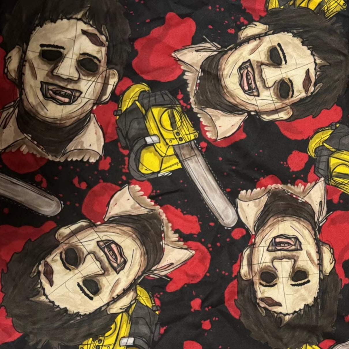 Bloody Leatherface Semi-Exclusive Handcrafted Vibrant Leggings - High Quality Halloween Cosplay & Horror Movie Costume Accessories