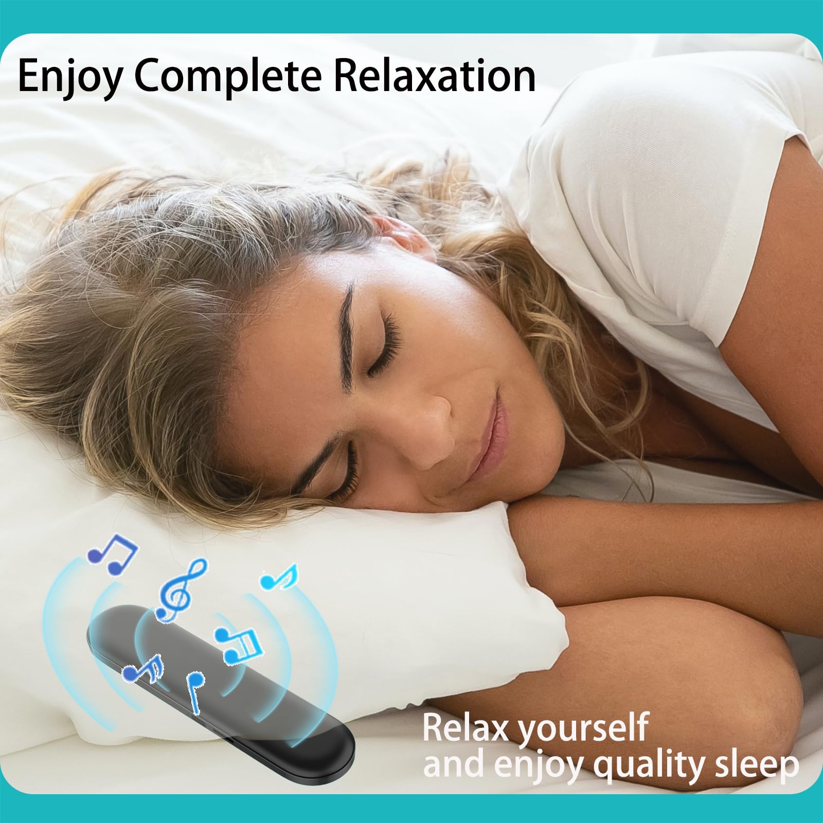 Bone Conduction Bluetooth Sleep Headphones - Wireless Pillow Speaker with Stereo Sound & White Noise, Compatible with iOS/Android/Windows - Perfect for Side Sleepers & Relaxation (Black)
