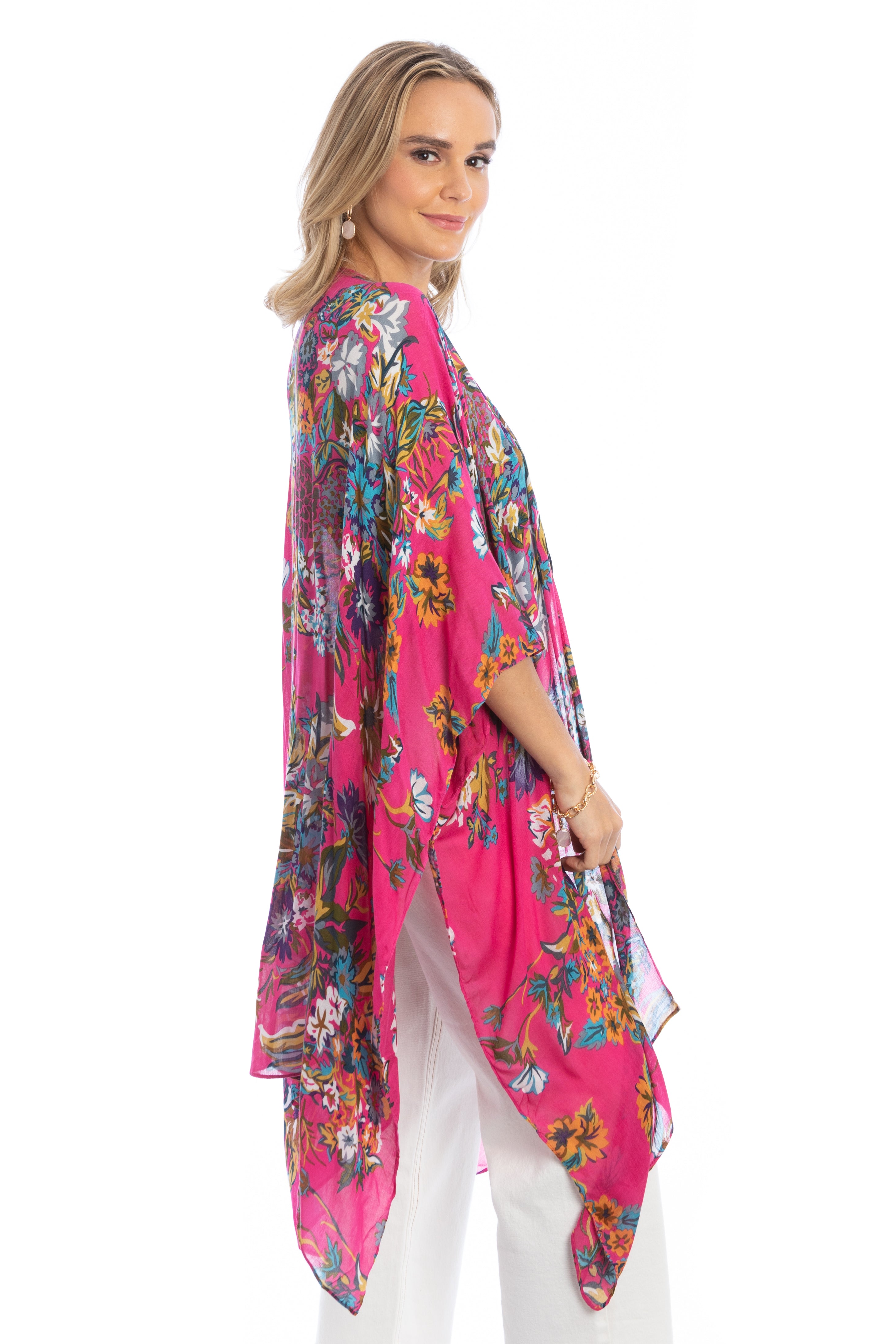 Elegant Floral Kimono Robe - Lightweight & Flowy Women's Cover Up for Beach, Pool, or Lounge Wear