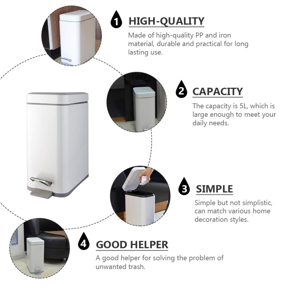 1PC Step Trash Can - Plastic Waste Bin with Double-Layer Design, Simple Home Dustbin for Kitchen, Bathroom & Office - Household Waste Organizer & Rubbish Container for Easy Disposal