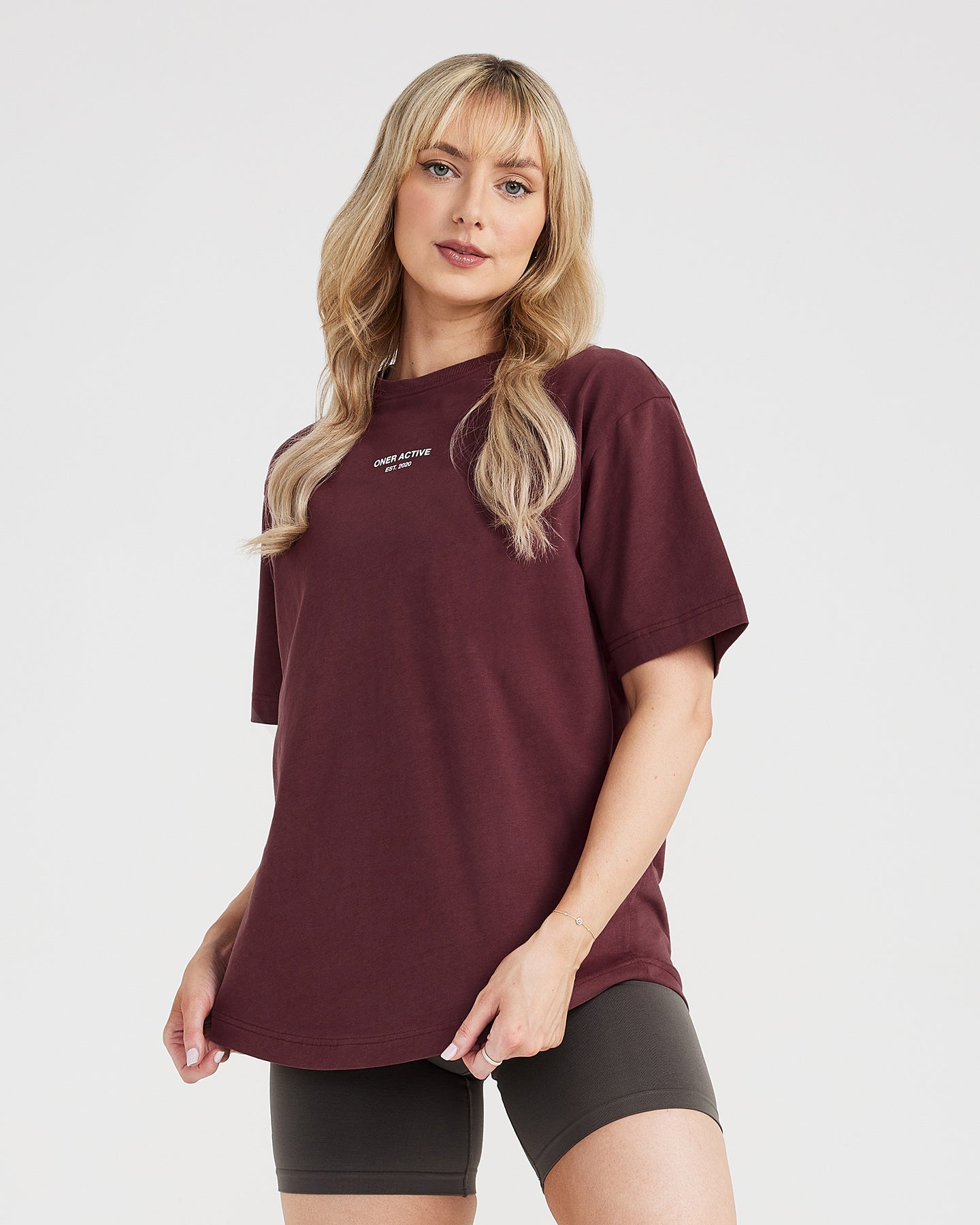 Vintage Washed Rosewood Graphic Oversized Short Sleeve T-Shirt for Women - Casual Streetwear & Summer Outfit Essential