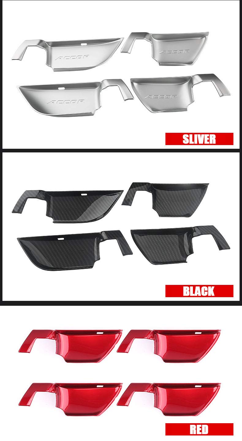 4-Piece ABS Car Door Handle Bowl Covers for Honda Accord 2018-2022 - Interior Trim Accessories (Red) | Upgrade Your Car's Style & Protection