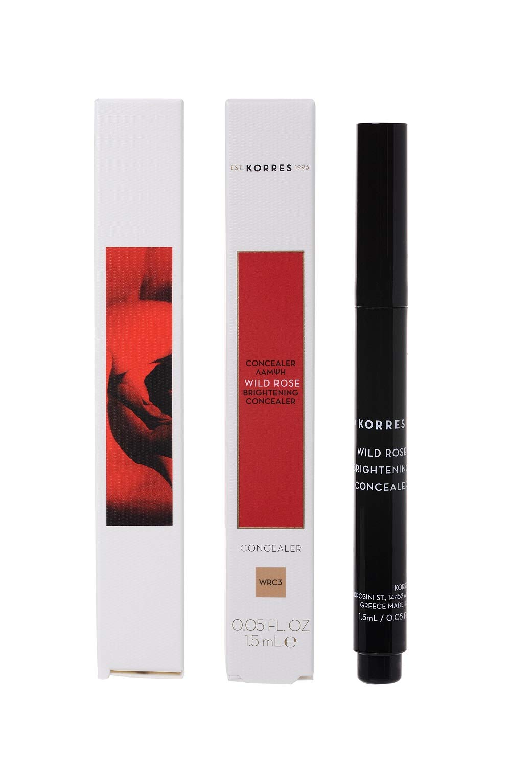 Korres Wild Rose Brightening Concealer 1.5ml - Dark Circle Corrector & Under Eye Brightener for Flawless Coverage | Perfect for Daily Makeup & Special Occasions