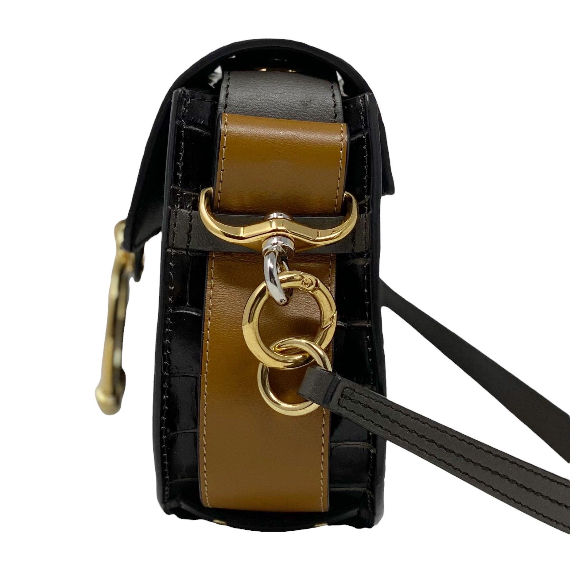Chloé Small Tess Bag in Chocolate Croc Leather - Luxury Crossbody Purse for Women, Perfect for Date Night & Evening Events