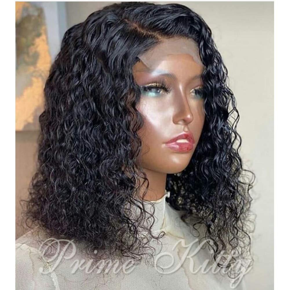 360 Lace Frontal Wig Human Hair for Black Women - 9A Brazilian Virgin Hair, Pre Plucked, Glueless, Wavy & Afro Kinky Curly, 12