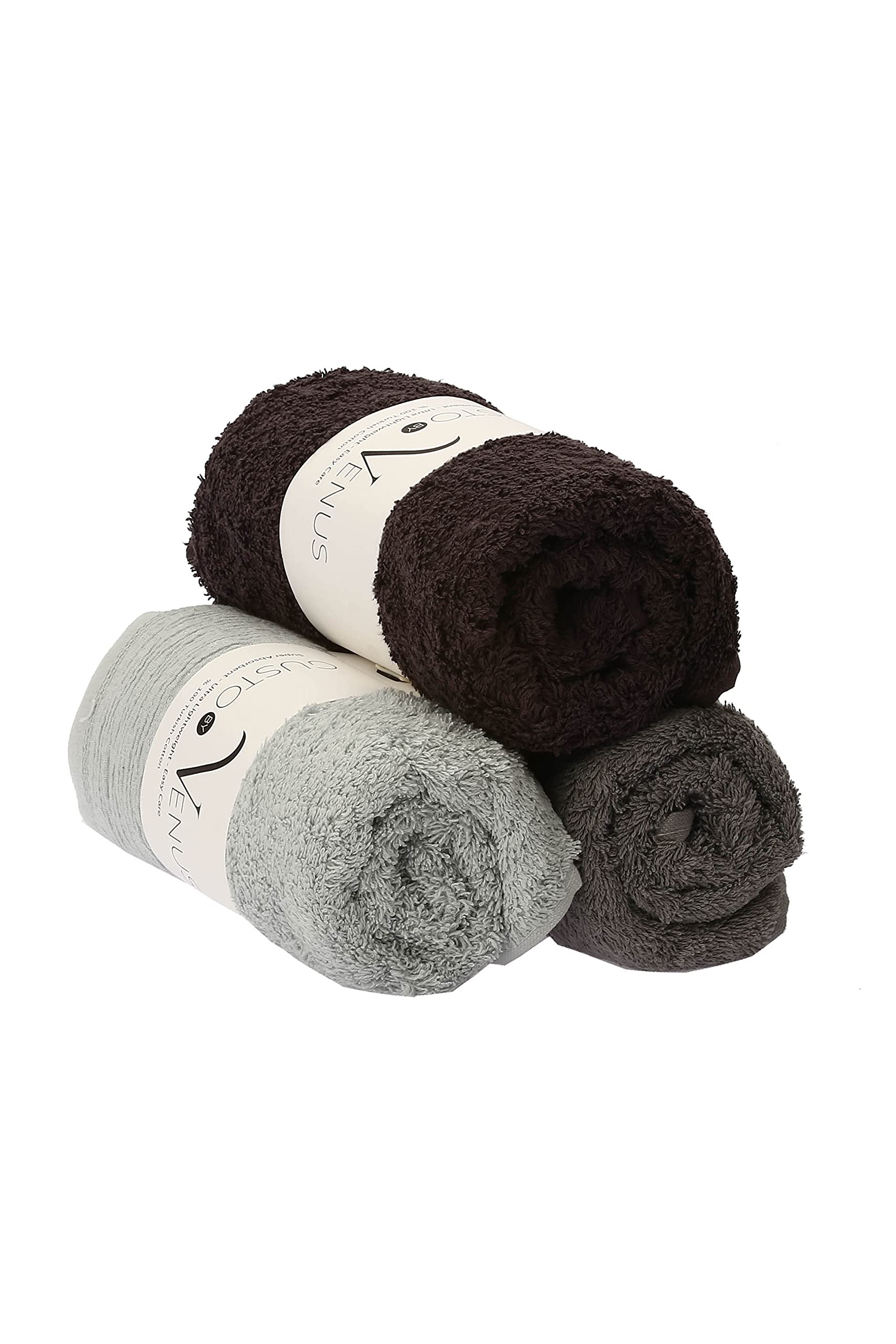Premium Turkish Cotton Hand Towel Set of 3 - Ultra Soft 19x35 Inch Bathroom Towels | Microfiber & Washer Safe | Decorative Multi-Color Set by Venus Gusto - Perfect for Guest Bathrooms, Spa Days & Luxury Home Decor