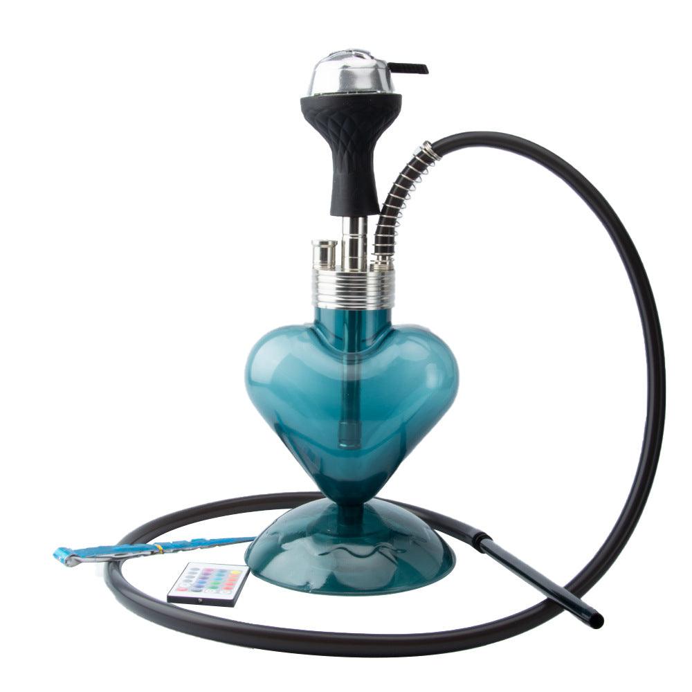 LED Heart Shaped Hookah Set - Acrylic Water Pipe for Shisha, Nargile, Sheesha | Perfect for Bar Parties, Home Gatherings & Relaxation