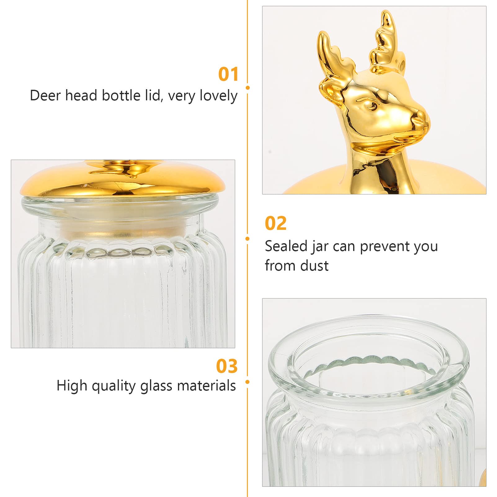 Hemoton 2-Piece Clear Glass Storage Jars with Lids - Airtight Candy, Bean & Apothecary Jars for Kitchen Pantry Organization | Perfect for Christmas Treats, Ice Cream Serving & Bridesmaid Gifts (Includes 2 Crystal Candy Dishes)