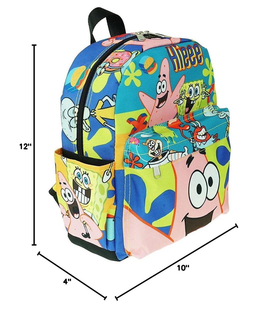 SpongeBob & Patrick 12-Inch Deluxe Oversize Print Backpack - Medium Size School Bag for Kids, Daypack for Travel & Outdoor Activities | KBNL A21332