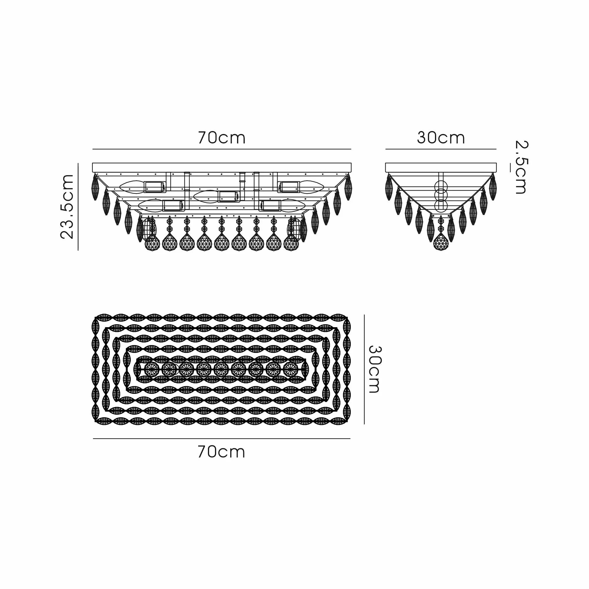 Consten Linear Flush Ceiling Light E14 Bulb - Modern LED Lighting Fixture for Bedroom, Kitchen & Hallway