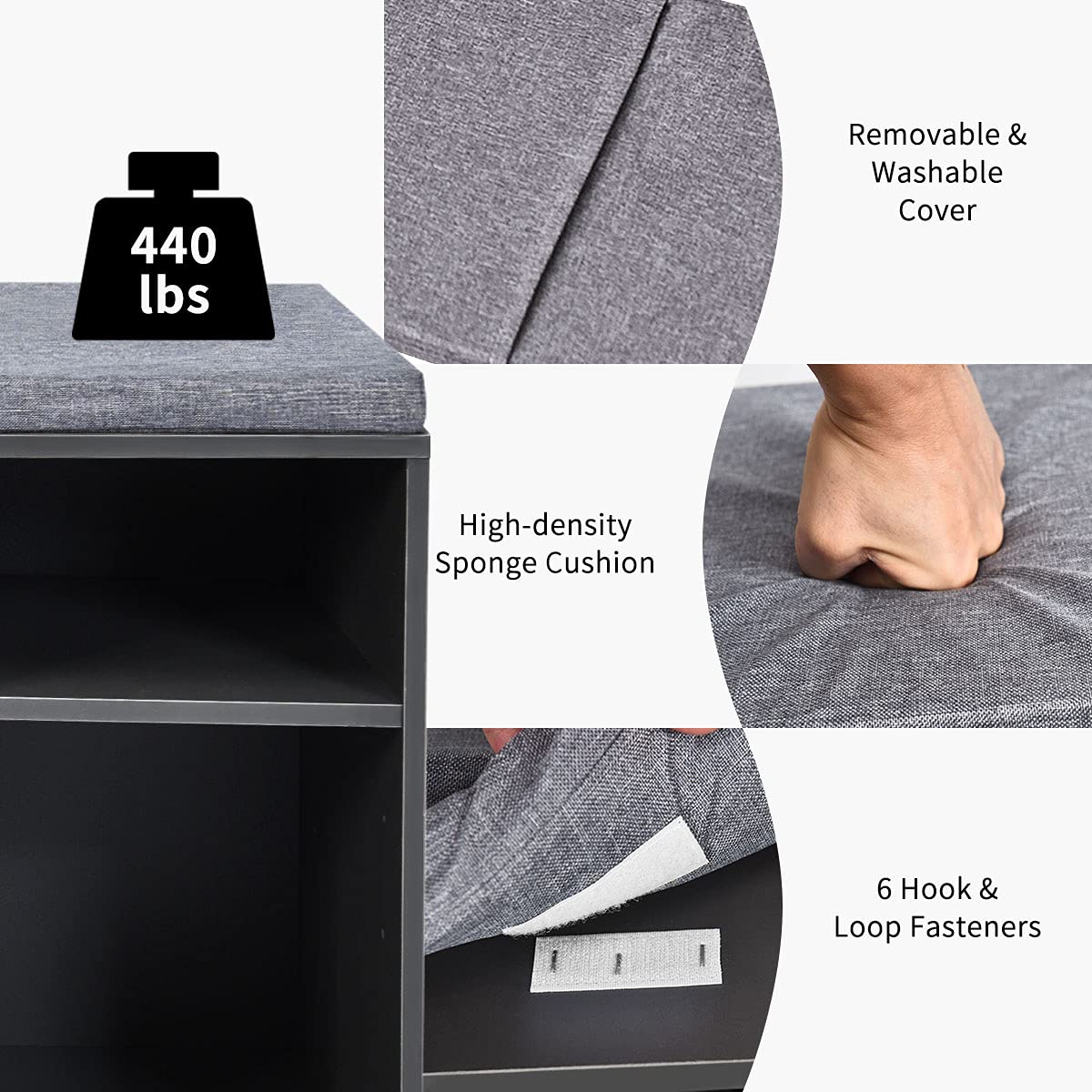 Giantex Shoe Storage Bench with Cushion - 10-Cubbies Adjustable Entryway Shoe Rack Organizer for Living Room, Bedroom, Hallway & Closet | Perfect for Small Spaces & Home Organization (Grey)