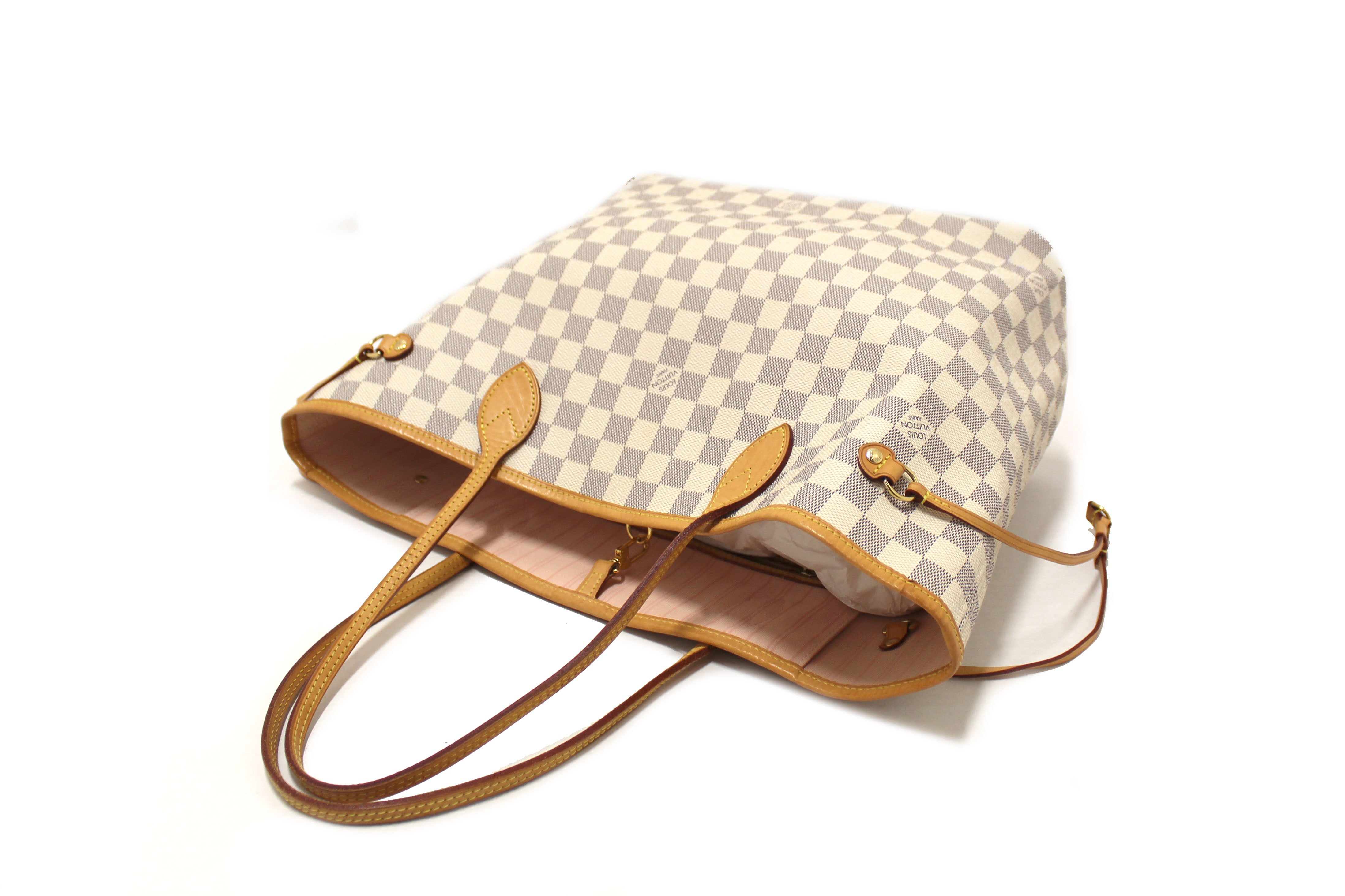 Authentic Louis Vuitton Damier Azur Neverfull MM Tote Shoulder Bag - Luxury Designer Handbag for Women, Perfect for Work, Travel & Everyday Use
