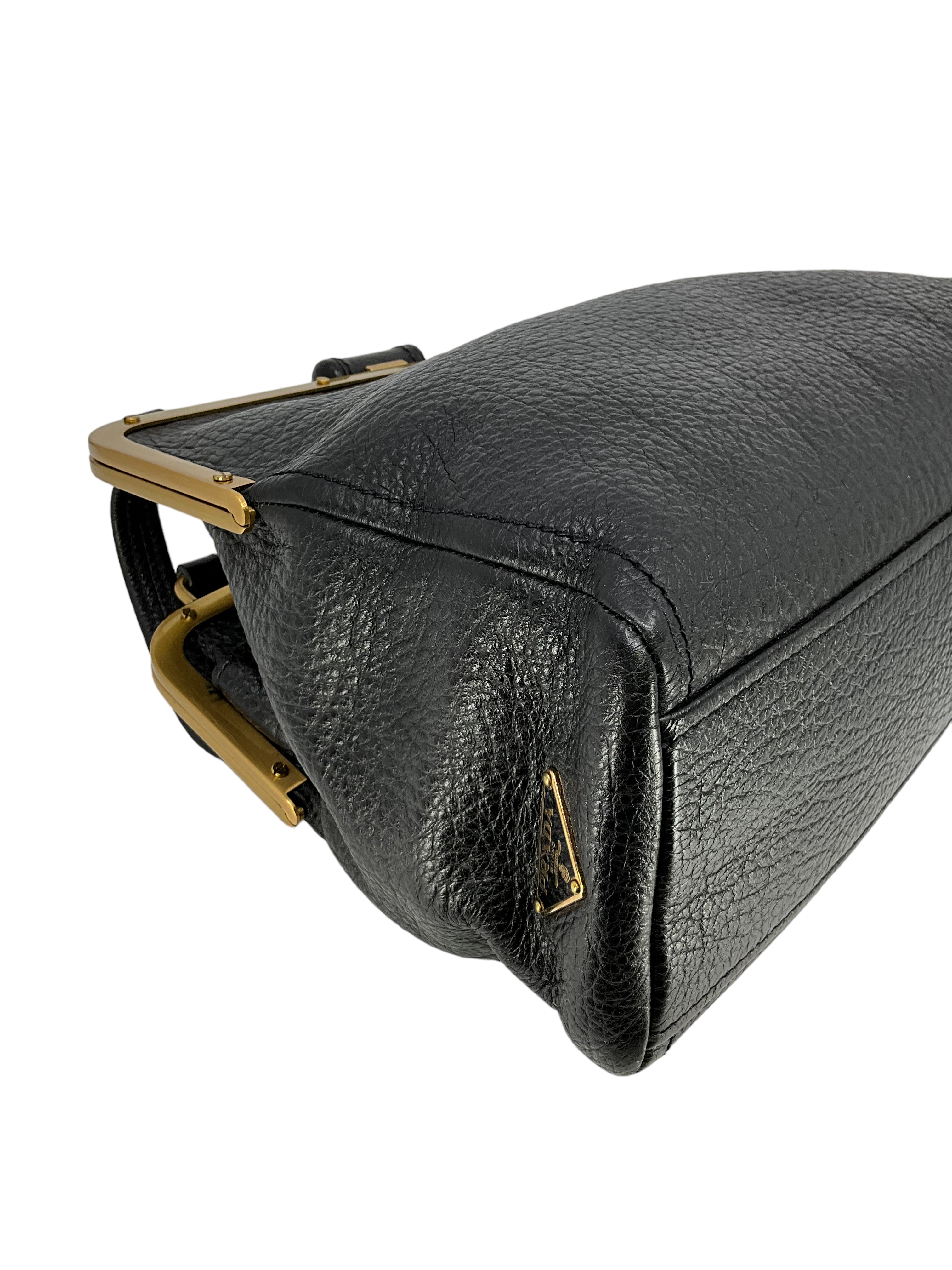 PRADA Cervo Antik Frame Bag - Luxury Leather Handbag for Women, Designer Crossbody Bag with Gold-Tone Hardware | Perfect for Work, Travel & Evening Events