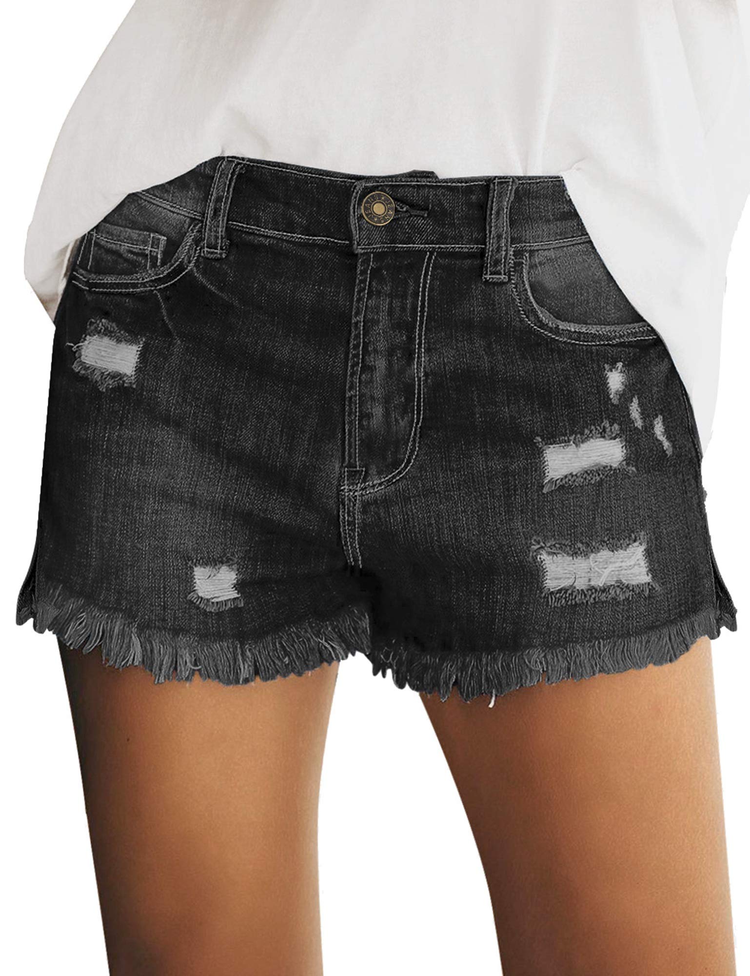Stylish Women's Ripped Distressed Denim Shorts for Summer - Stretchy Comfort & Casual Style - Perfect for Beach, Outings & Everyday Wear