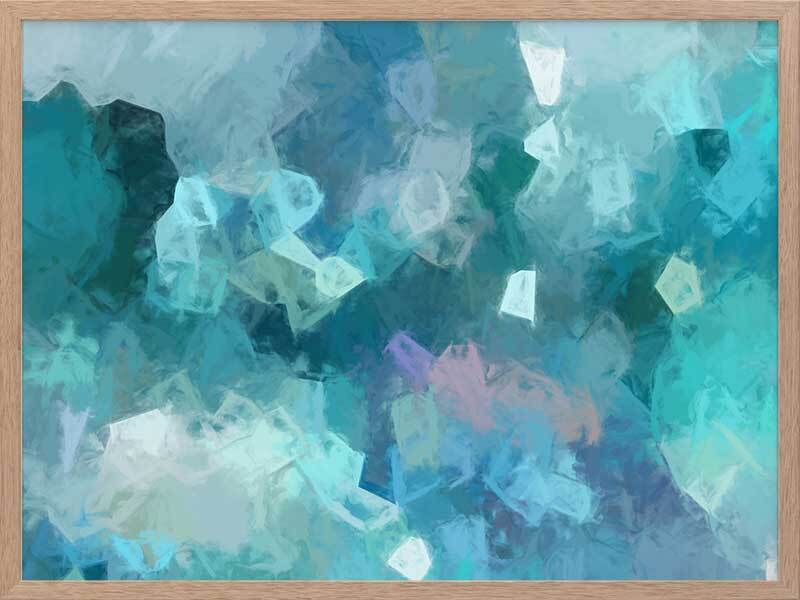 Azure Shine Framed Wall Art Print - Modern Blue Abstract Painting for Living Room, Bedroom & Office Decor