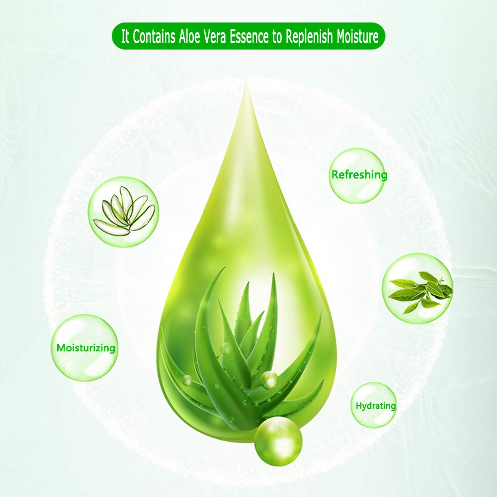 Aloe Vera Facial Sheet Mask - Hydrating & Moisturizing Skincare for Dry, Oily & Sensitive Skin - 25ml/0.8oz Revitalizing Treatment - Pack of 10 - Perfect for Spa Days, Travel & Nighttime Skincare Routine