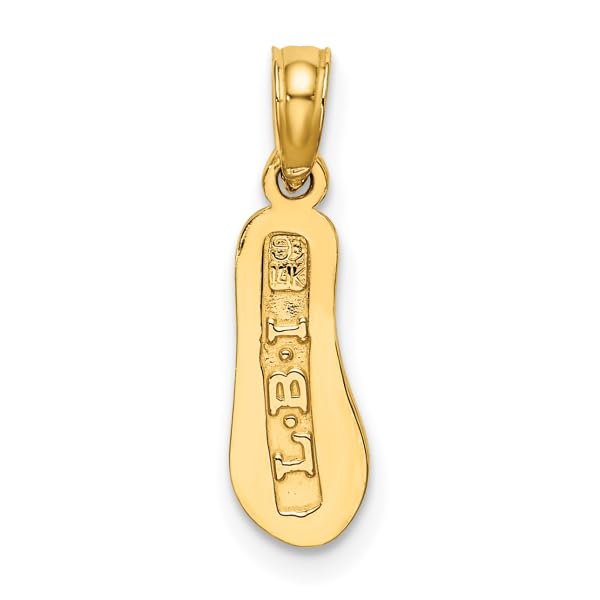 14K Solid Yellow Gold Lbi Long Beach Island Hawaiian Flip Flop Necklace - Sandals Pendant Charm for Beach Vacation, Summer Jewelry Gift for Women - Perfect for Ocean Getaways, Tropical Holidays & Coastal Fashion Accessories