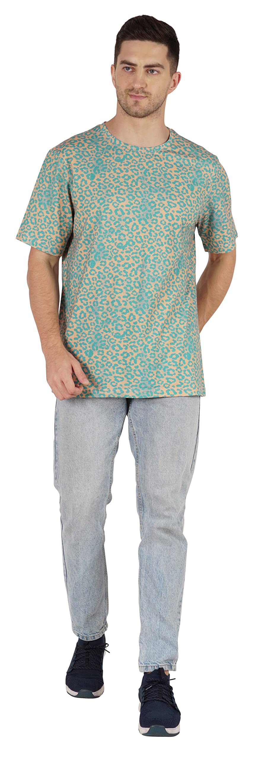 Inkmeso Men's Half Sleeve T-Shirt - Loose Fit Casual Printed Tee for Summer, Beach, Holiday & Everyday Wear - Comfortable Cotton Shirt for Outdoor Activities, Travel and Relaxation